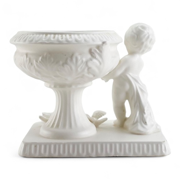 Vintage 1962 INARCO Cupid Doves Romantic Ivory Ceramic Vase/Planter E-867​ - Picture 3 of 6